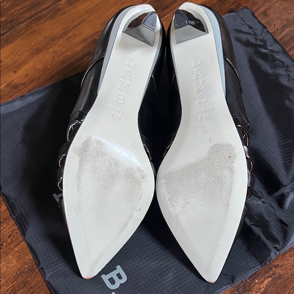 L.A.M.B. Darius Black Strappy Cutout Pointed Ankle Booties Size 8 - Picture 13 of 15